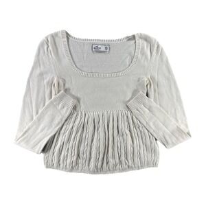Hollister Babydoll Top Sweater Women's XS White Cream Y2K Bella Swan 2000s